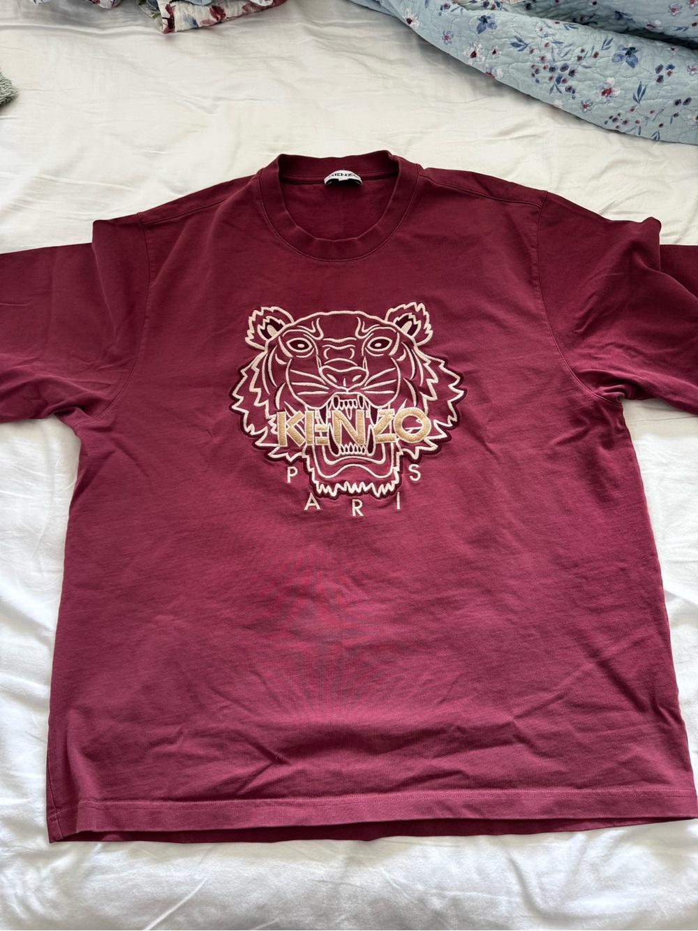 Kenzo Men's Burgundy Short-Sleeve Tiger Logo Tee